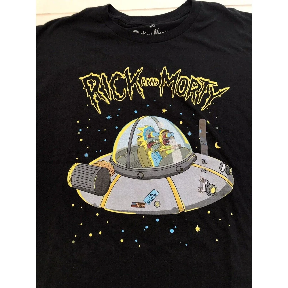 Rick & Morty Black T-Shirt Size 2XL - NEW WITH TAGS - NWT Short Sleeve Cotton